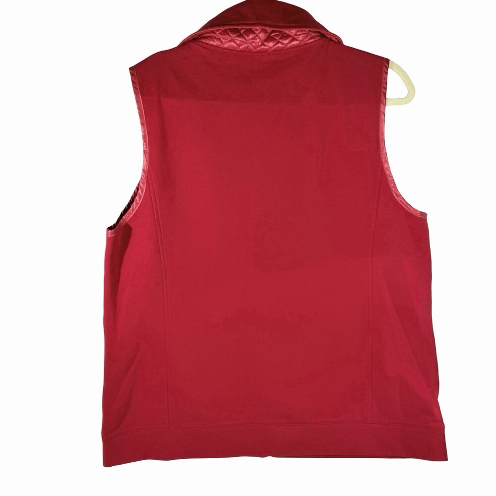 Lauren Ralph Lauren Vest Women's L Red Quilted Full Zip LRL - Spots see pics - Picture 3 of 12